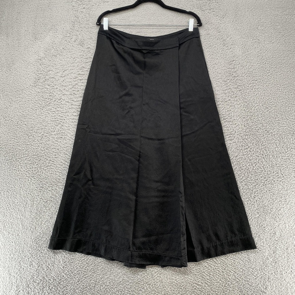Theory Wrap Pants Womens 10 Black‎ Wide Leg Wrap Front Palazzo Office Work